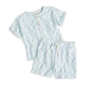 First Impressions Pineapple Stamps Printed Henley & Shorts, 2 Piece